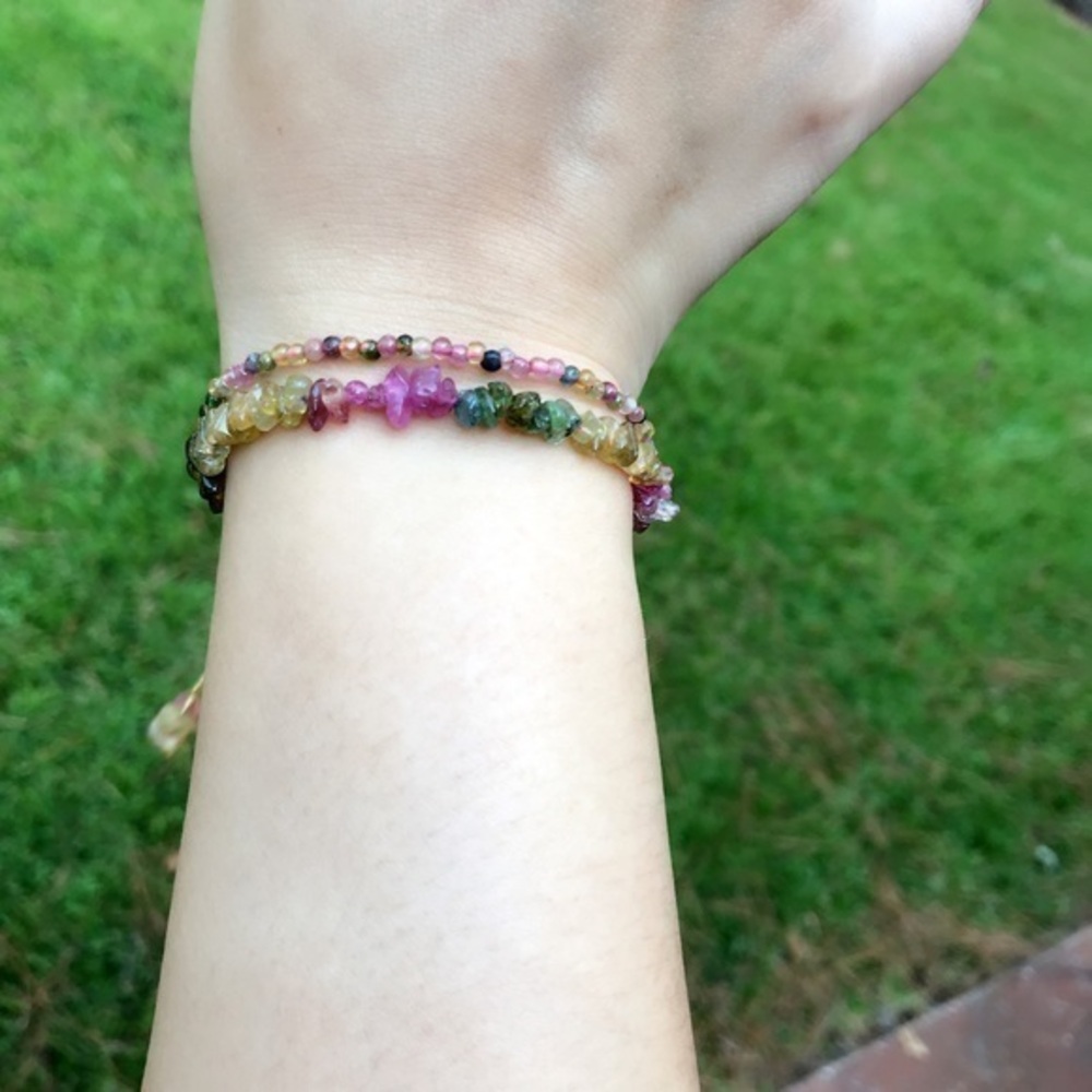 - 14K Gold plated tourmaline ( October Birthstone )  gemstone bracelet